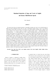 Durational Interaction of Stops and Vowels in English and Korean