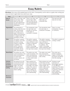 Essay Rubric: Grading Criteria for Student Essays