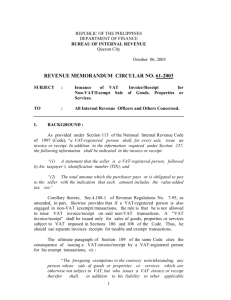 revenue memorandum circular no. 61-2003