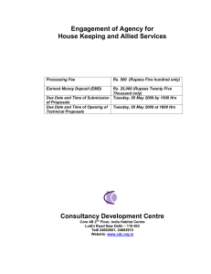 Engagement of Agency for House Keeping and Allied Services