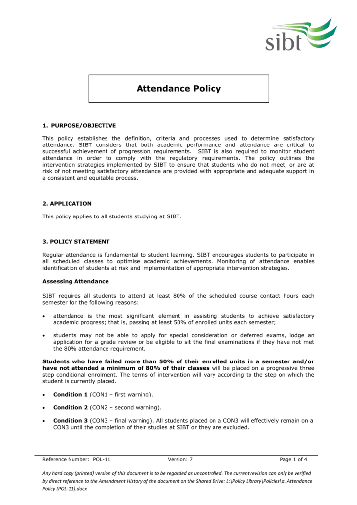 Attendance Policy Attendance Policy