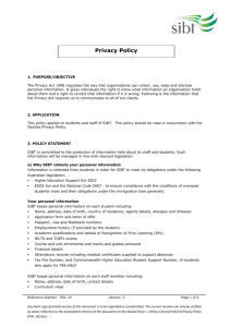 SIBT Privacy Policy