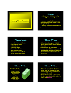 Types of bonds Bond Prices