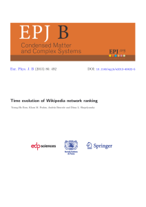 Time evolution of Wikipedia network ranking
