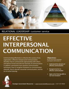 Effective Interpersonal Communication