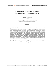 psychological perspectives on interpersonal communication