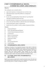 unit 9 interpersonal issues, communication and conflict