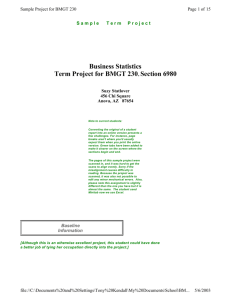 Business Statistics Term Project for BMGT 230, Section 6980