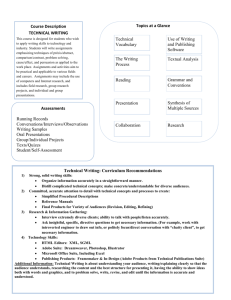 Course Description TECHNICAL WRITING Technical Writing