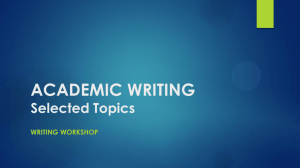 Academic Writing: Selected Topics