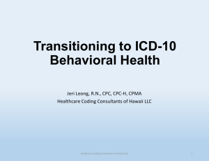 Behavioral Health: Transitioning to ICD-10