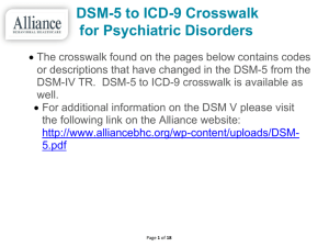 DSM-5 to ICD-9 Crosswalk for Psychiatric Disorders