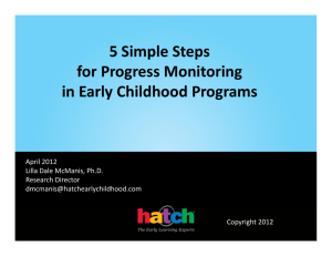 5 Si l St Simple Steps for Progress Monitoring g g in Early Childhood