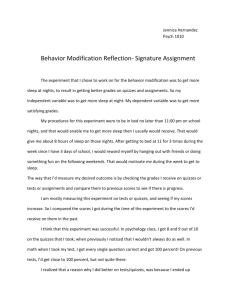 Behavior Modification Reflection