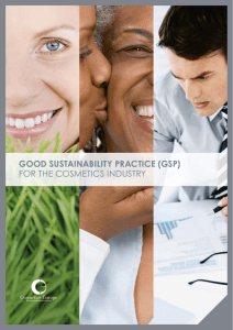 Good SuStainability practice (GSp) FOR THE COSMETICS INDUSTRY