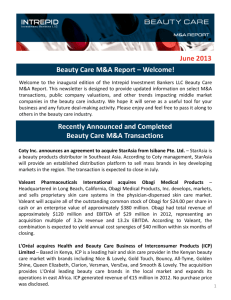 Beauty Care M&A Report June 2013 - Intrepid Investment Bankers