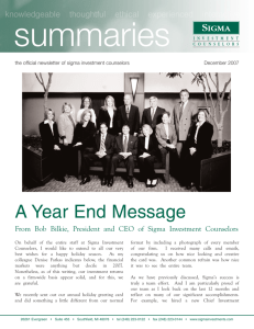 A Year End Message - Sigma Investment Counselors