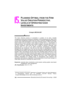 planning optimal from the firm value creation perspective