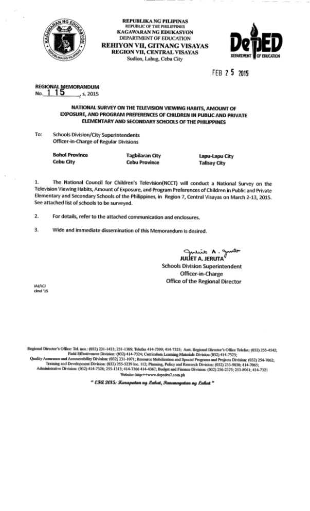 FEB 2 5 2015 - DepEd Region 7