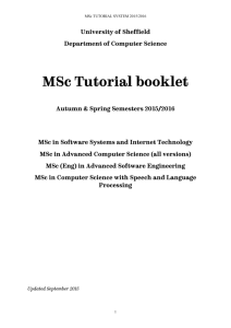 MSc Tutorial booklet - Sheffield Department of Computer Science