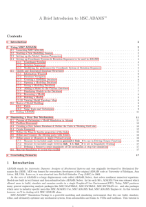 A Brief Introducion to MSC.ADAMS