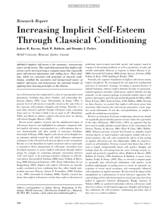 Increasing Implicit Self-Esteem Through Classical Conditioning