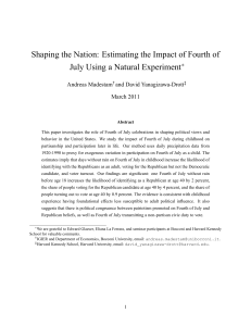 Shaping the Nation: Estimating the Impact of Fourth of July Using a