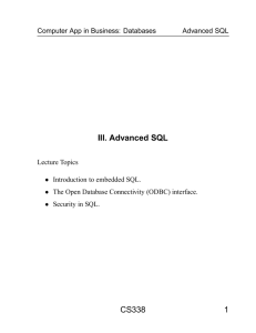 III. Advanced SQL CS338 1