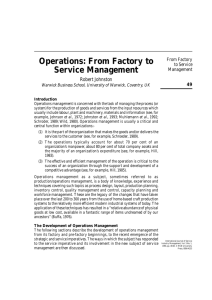Operations: From Factory to Service Management