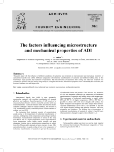 The factors influencing microstructure and mechanical properties of