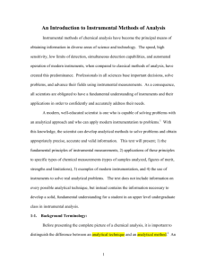 An Introduction to Instrumental Methods of Analysis