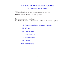 PHYS231 Waves and Optics