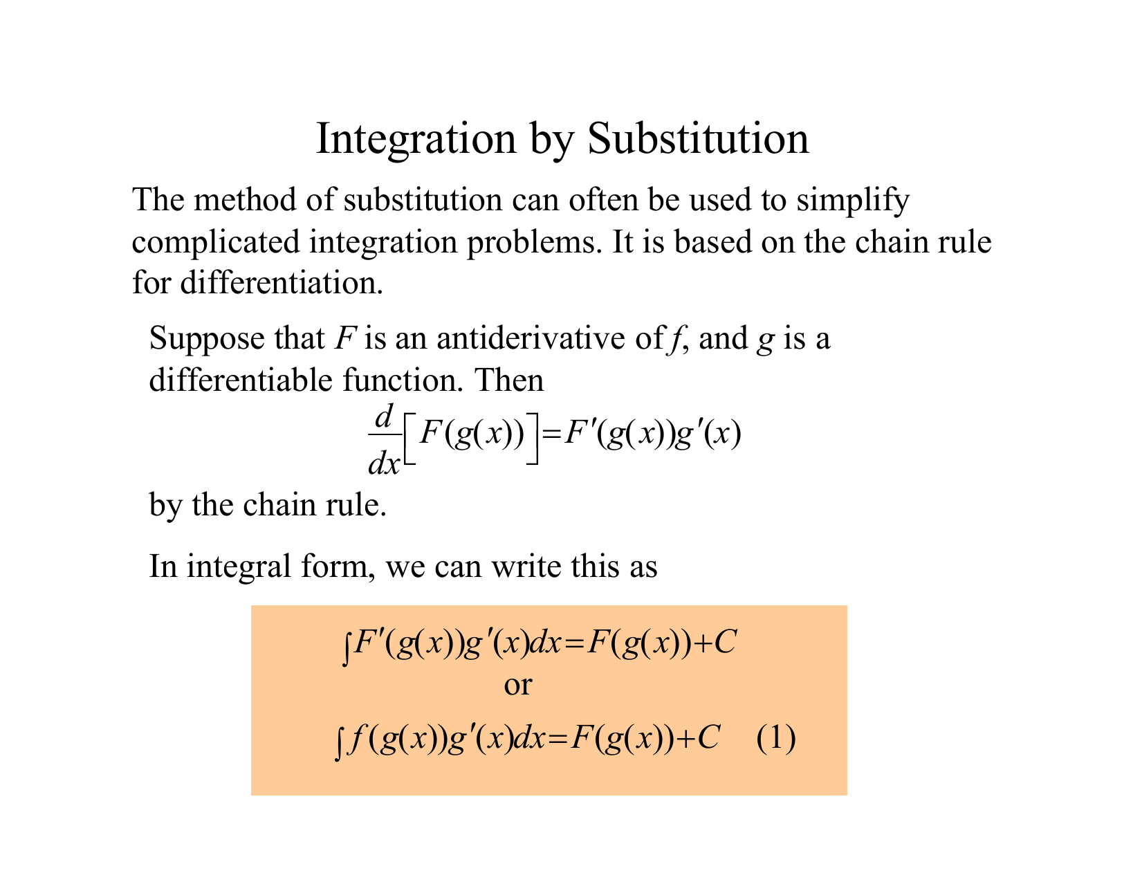 Integration By Substitution
