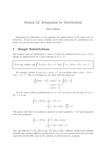 Session 12: Integration by Substitution