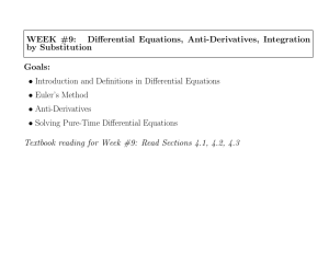 WEEK #9: Differential Equations, Anti