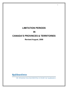 Limitation Periods in Canada's Provinces and Territories
