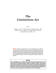 Limitations Act - Queen's Printer