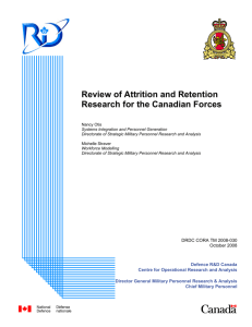 Review of Attrition and Retention Research for the Canadian Forces