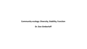 Community ecology: Diversity, Stability, Function Dr. Dan