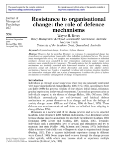 Resistance to organisational change: the role of defence mechanisms