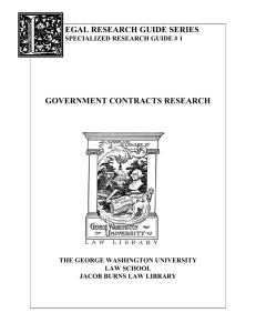 EGAL RESEARCH GUIDE SERIES GOVERNMENT CONTRACTS