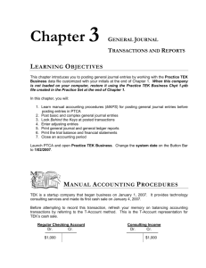 Chapter GENERAL JOURNAL TRANSACTIONS AND REPORTS