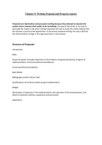 Chapter 9: Writing Proposal and Progress reports Structure of