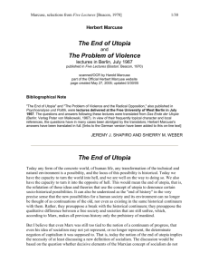 The End of Utopia The Problem of Violence The End of