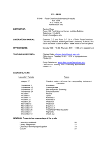 SYLLABUS FS 461 - Food Chemistry Laboratory (1 credit) Fall 2014