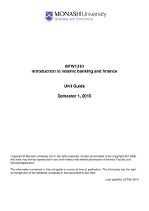 BFW1310 Introduction to Islamic banking and finance Unit Guide