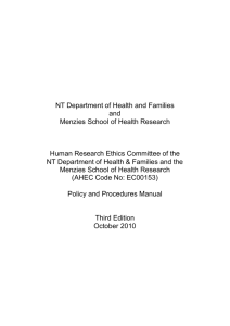 HREC Policy and Procedure Manual - Menzies