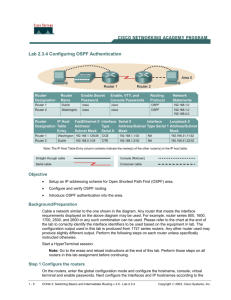 Lab 2.3.4 Configuring OSPF Authentication