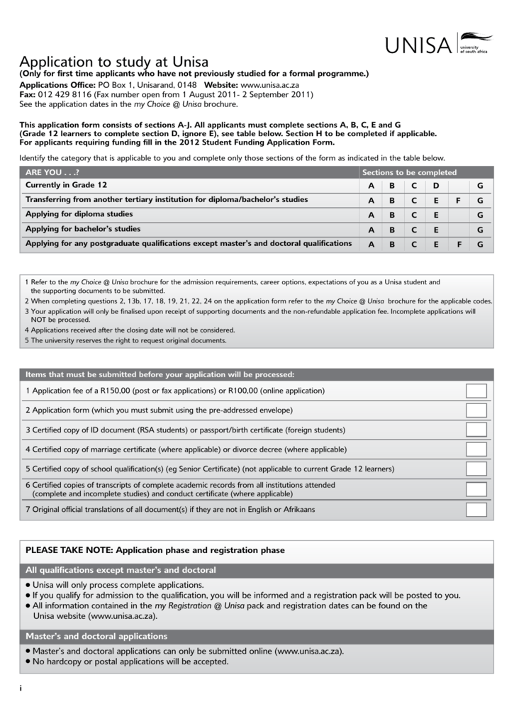 application-to-study-at-unisa