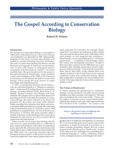 The Gospel According to Conservation Biology
